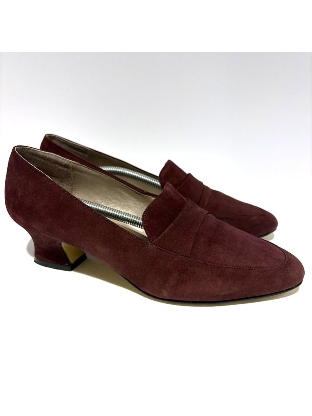 Vintage Bandolino YFA Nubuck Pumps Shoes Women's 8.5M Wine Spool Heel Office